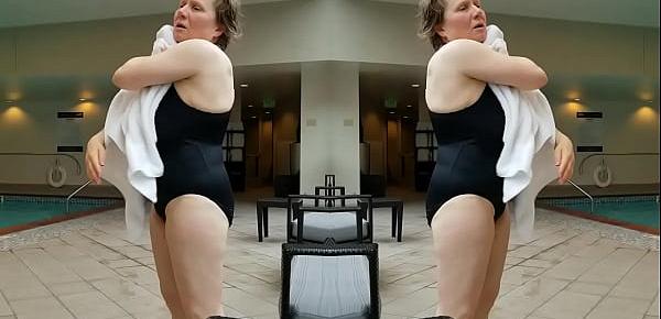  Sexy Grandma is Sexy at 66 in a black swimsuit